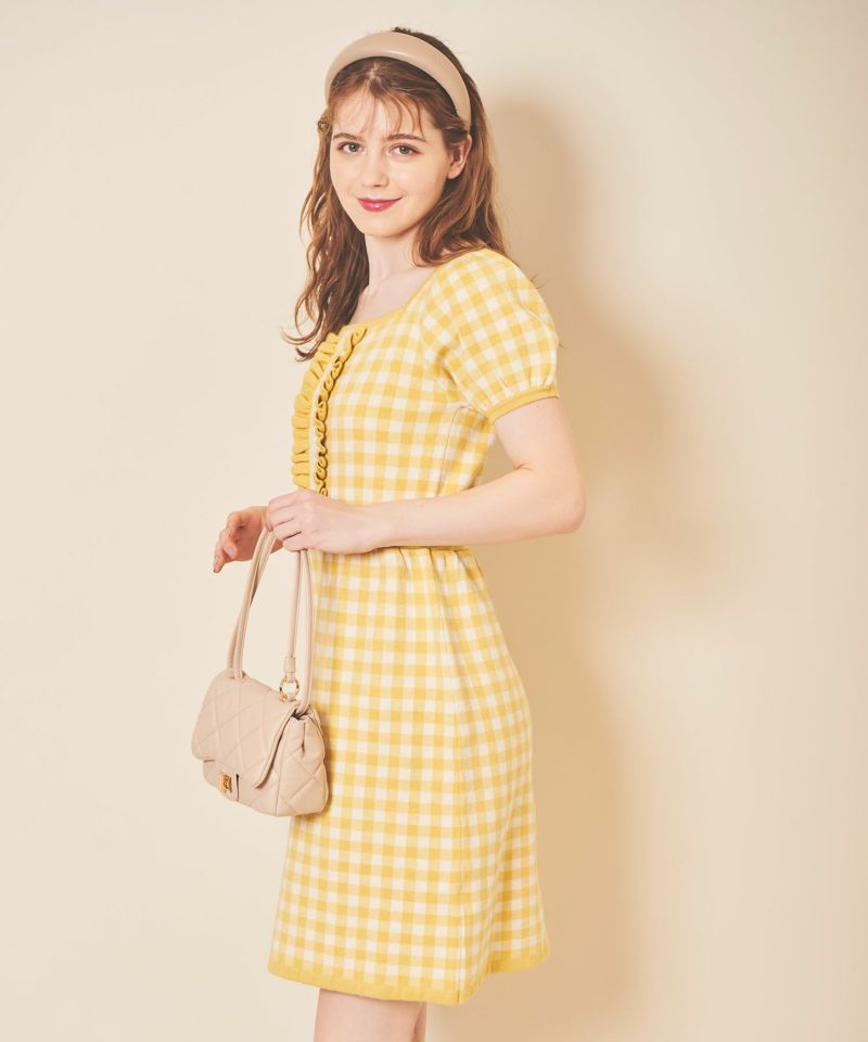 gingham jacquard knit dress