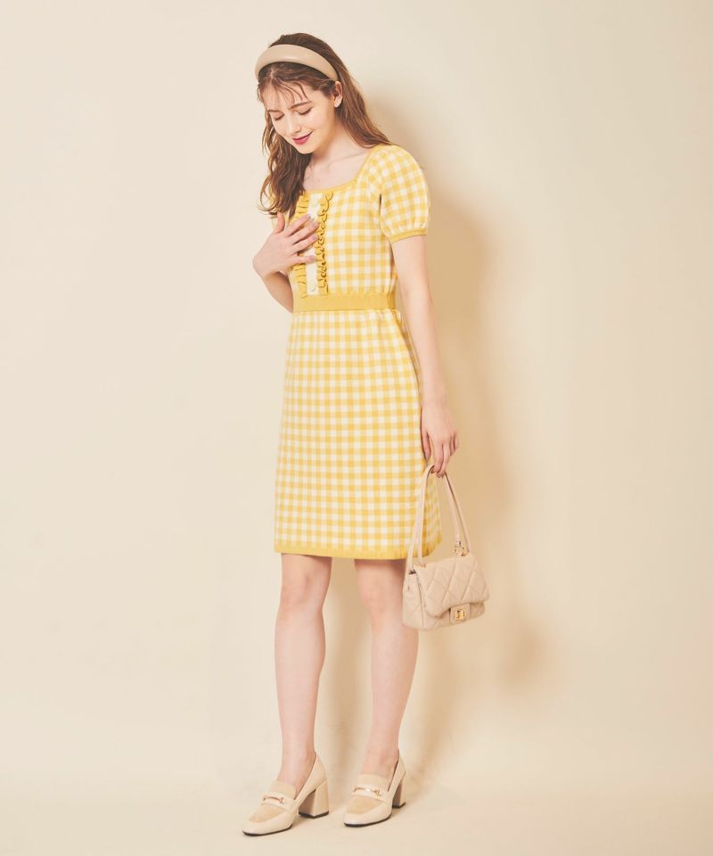 gingham jacquard knit dress