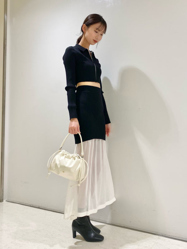 sustainable knit docking hem sheer skirt