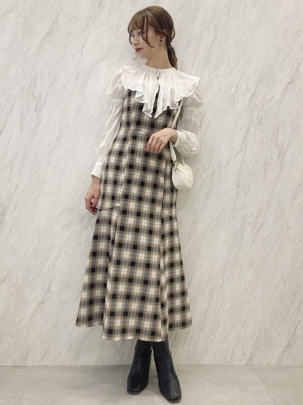 cape collar docking dress