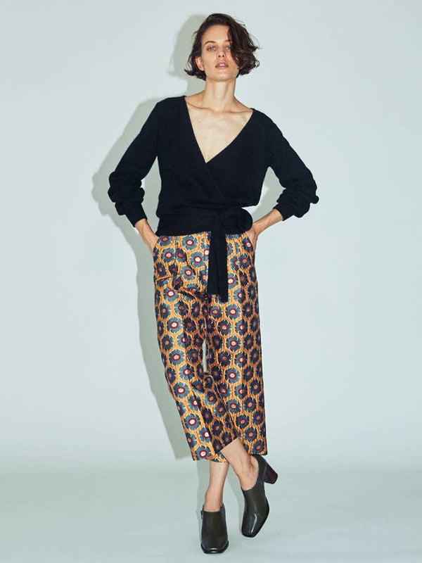 metallic jacquard pants
