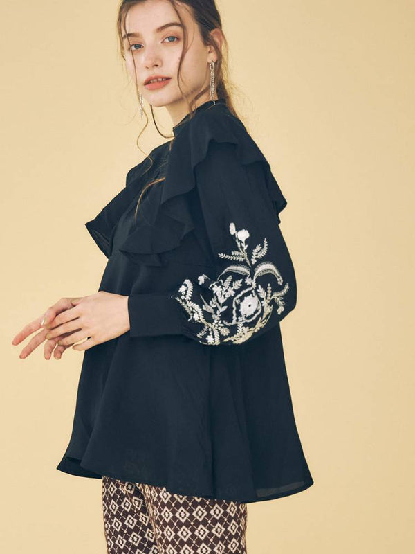 embroidered sleeve blouse