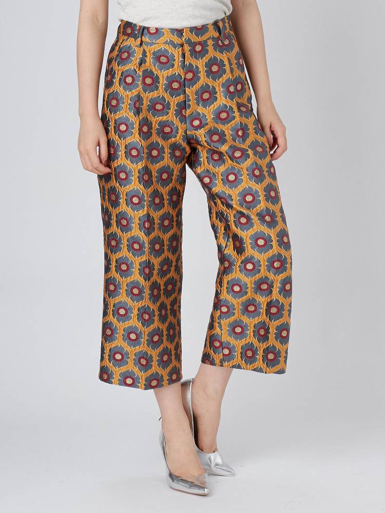 metallic jacquard pants