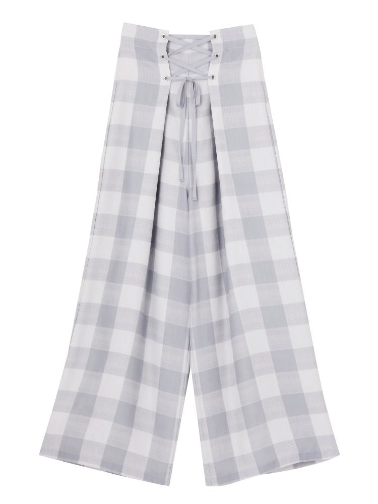 gingham check wide pants