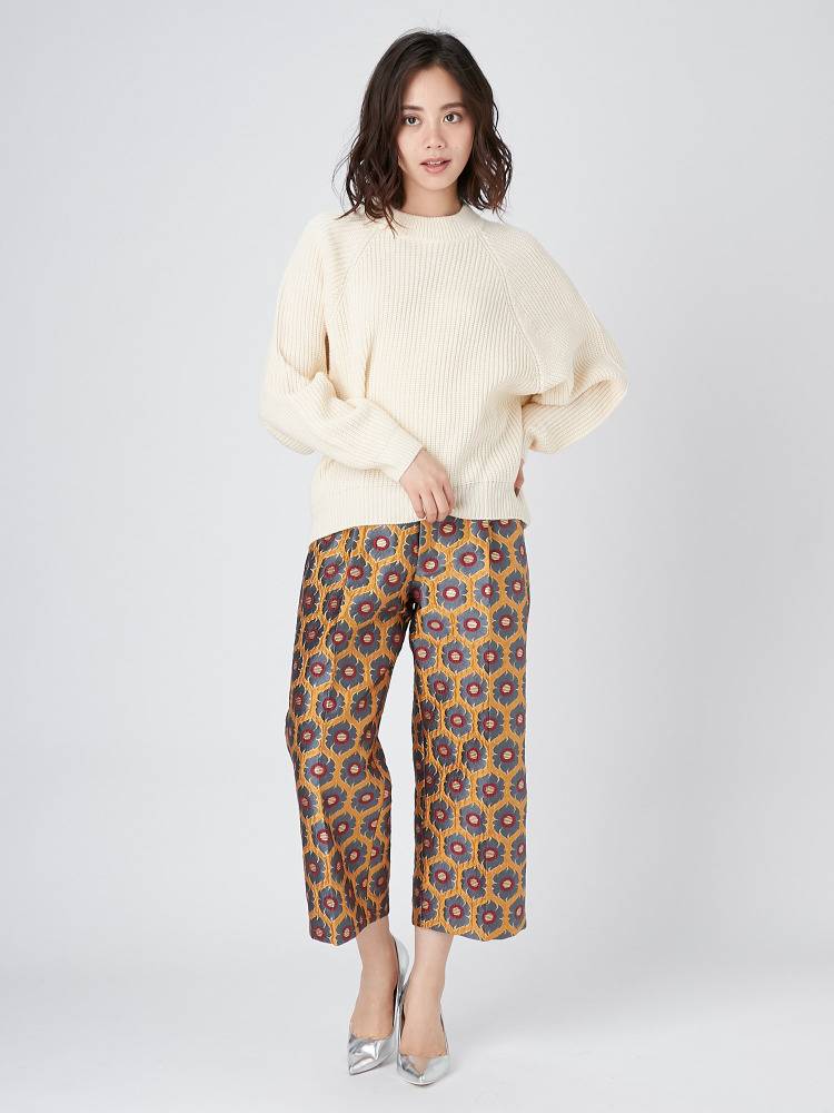 metallic jacquard pants