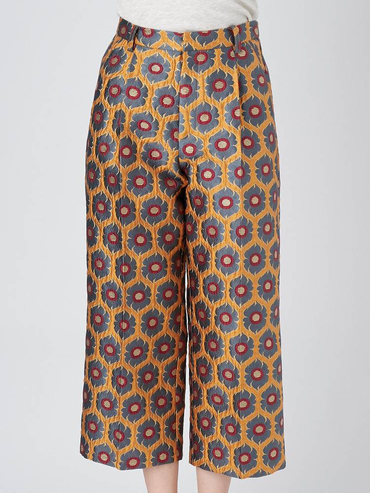 metallic jacquard pants