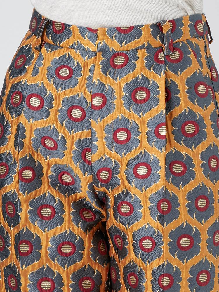 metallic jacquard pants