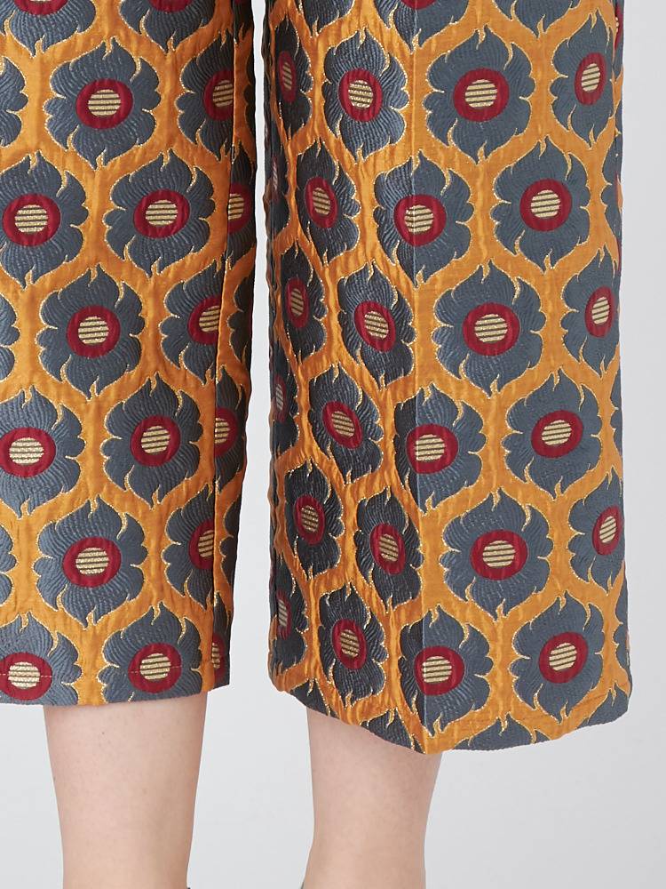 metallic jacquard pants