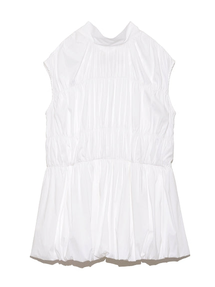 back ribbon shirring balloon blouse