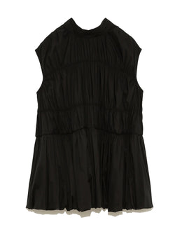 back ribbon shirring balloon blouse