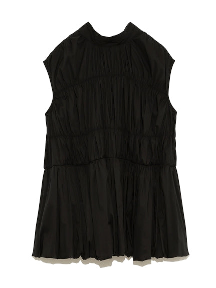 back ribbon shirring balloon blouse