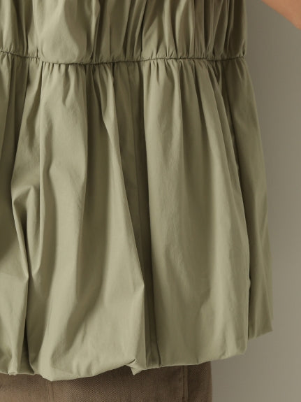 back ribbon shirring balloon blouse