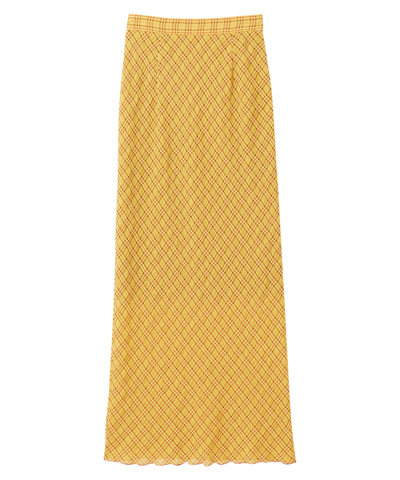 sheer check bias skirt