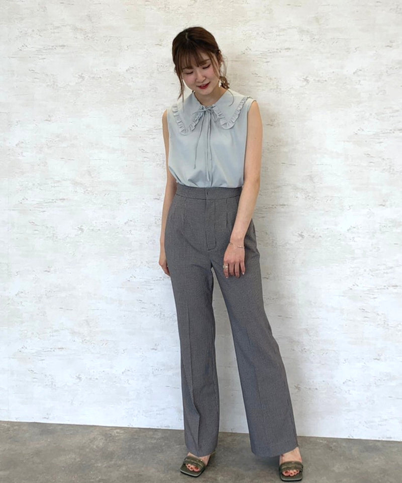 gingham check flared pants