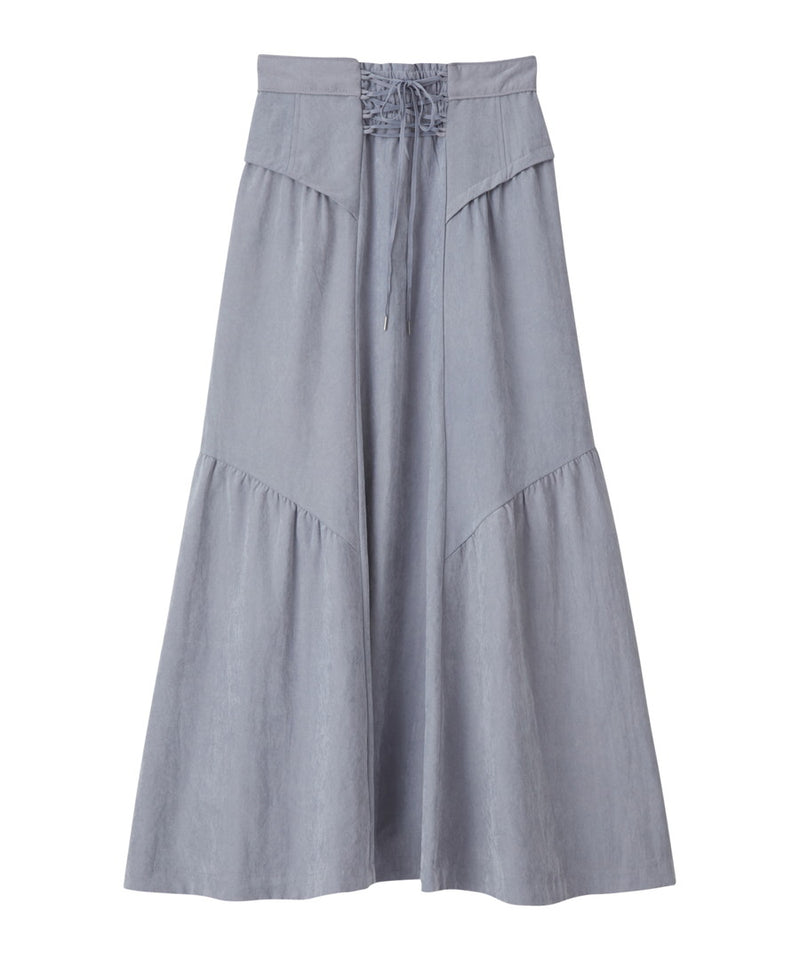 peach satin gathered volume skirt