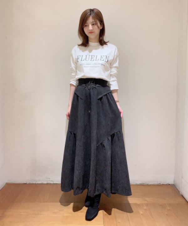 peach satin gathered volume skirt