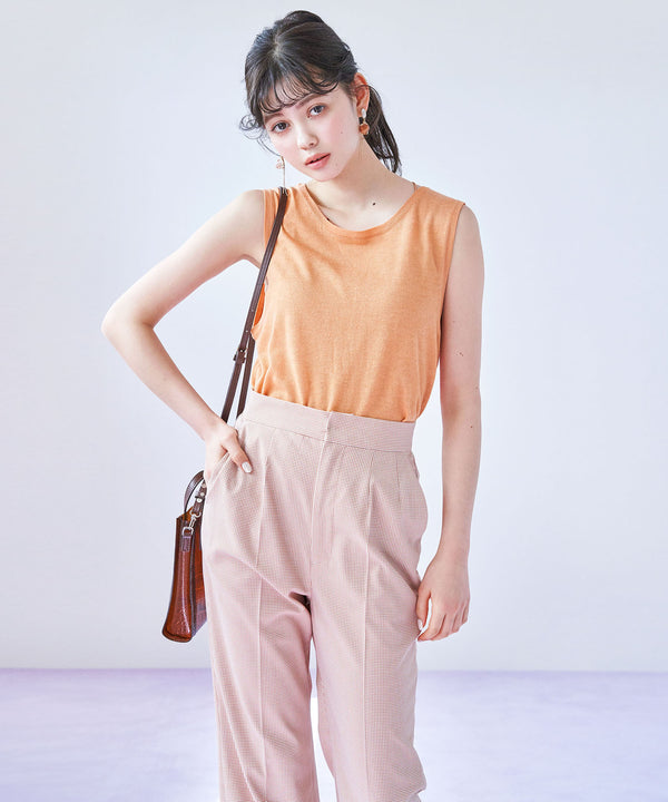 gingham check flared pants