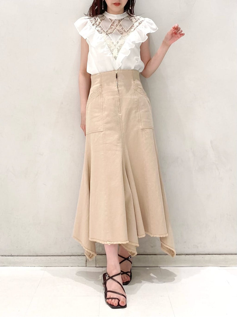mermaid line denim skirt