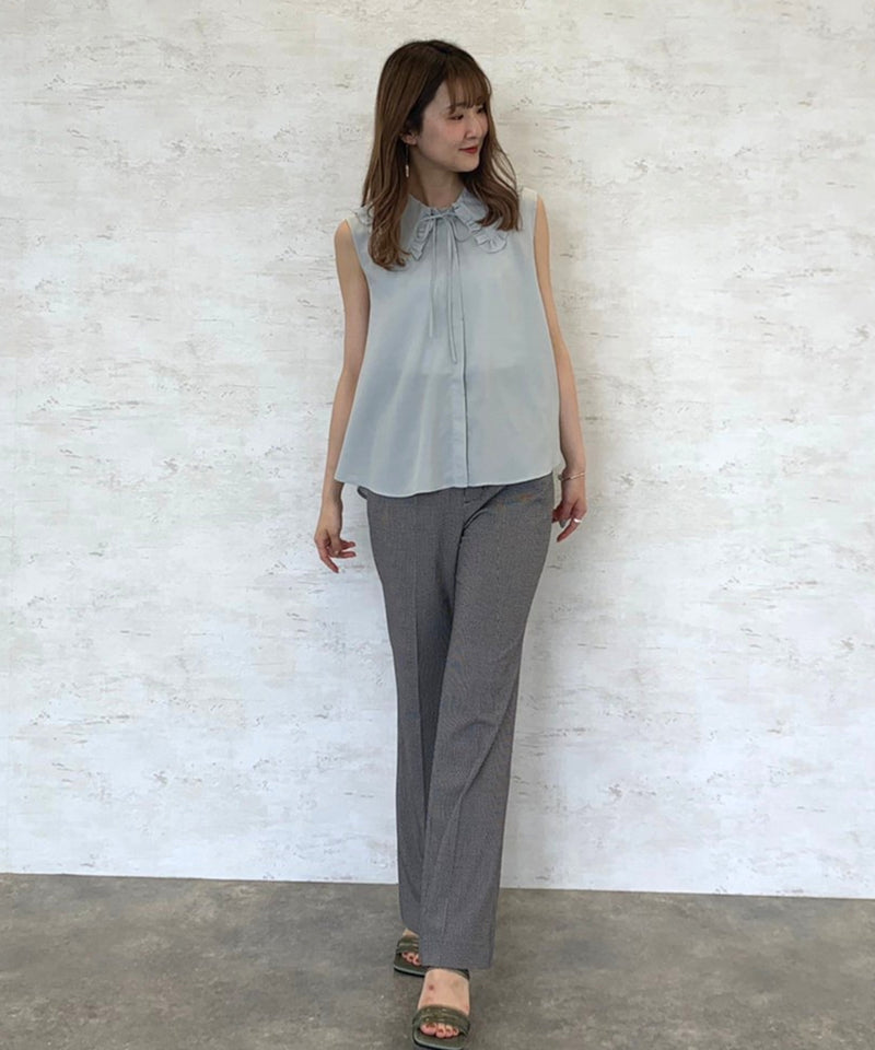 gingham check flared pants