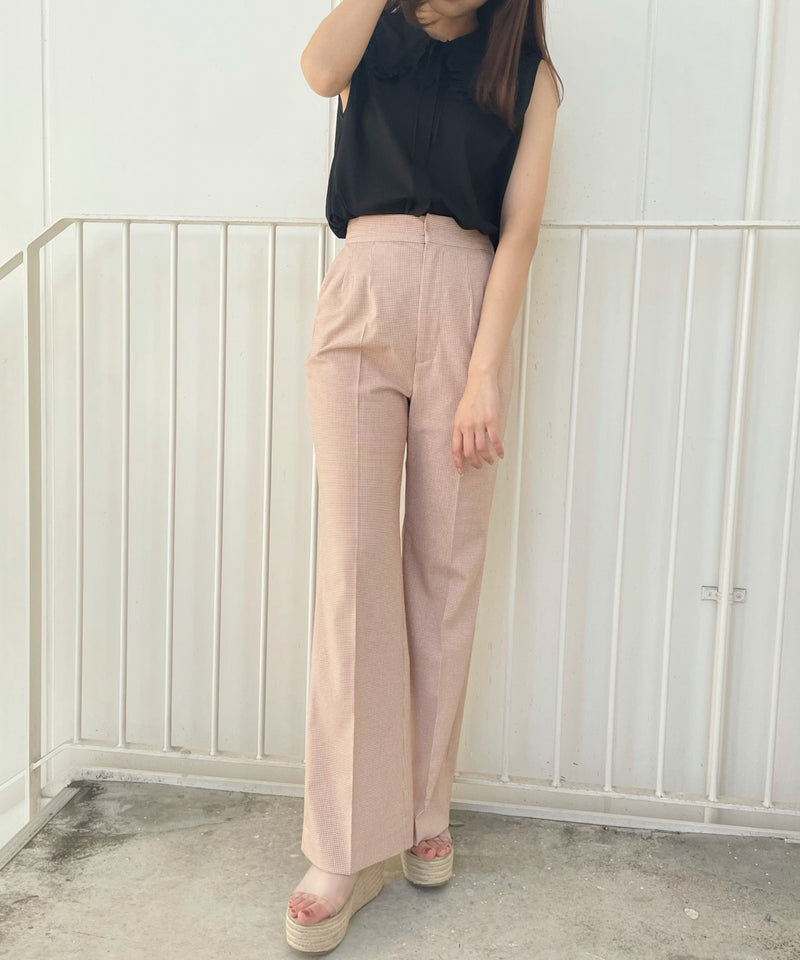 gingham check flared pants