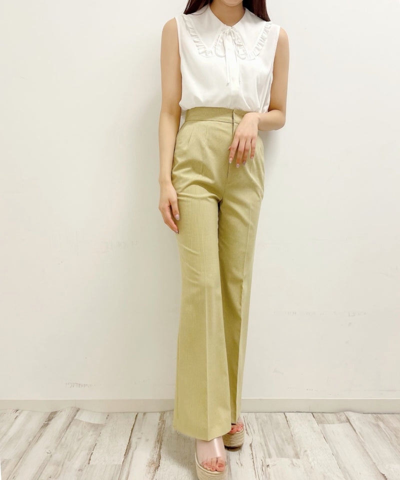 gingham check flared pants