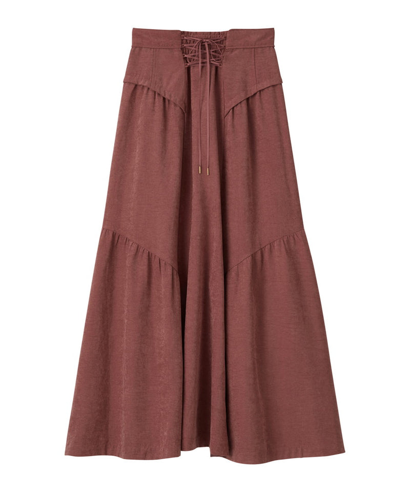 peach satin gathered volume skirt