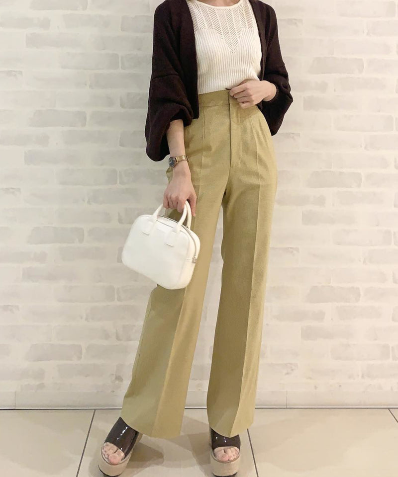 gingham check flared pants