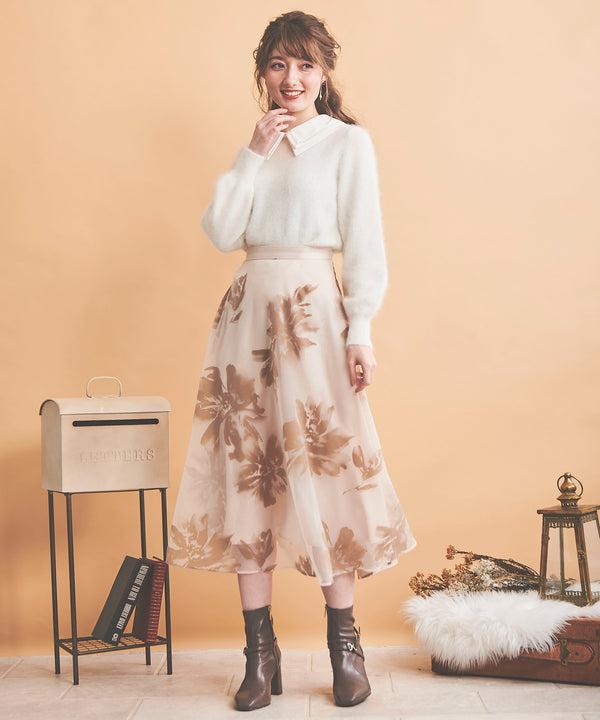 flocky sheer skirt