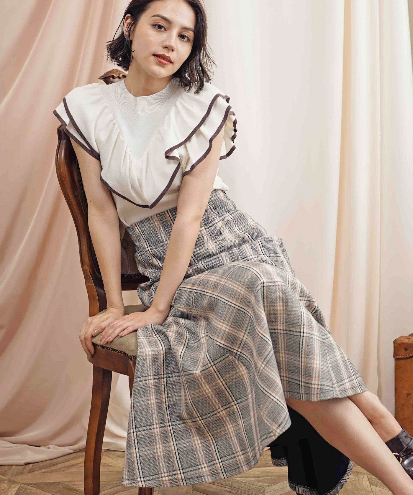 【AAKE】KURI CHECK FLARE SK Check flared skirt - Women | MANGO OUTLET USA