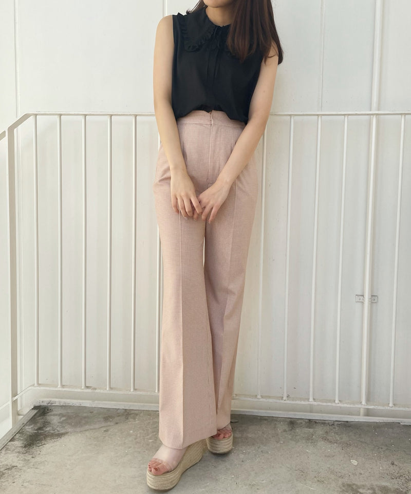 gingham check flared pants