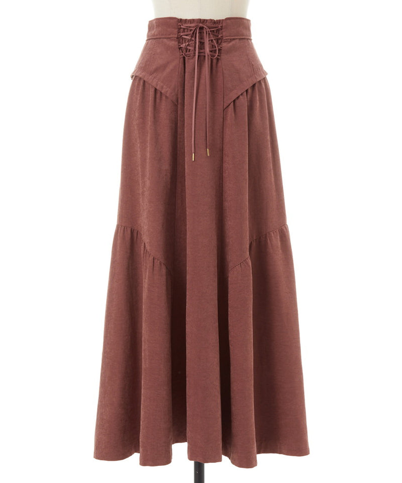 peach satin gathered volume skirt