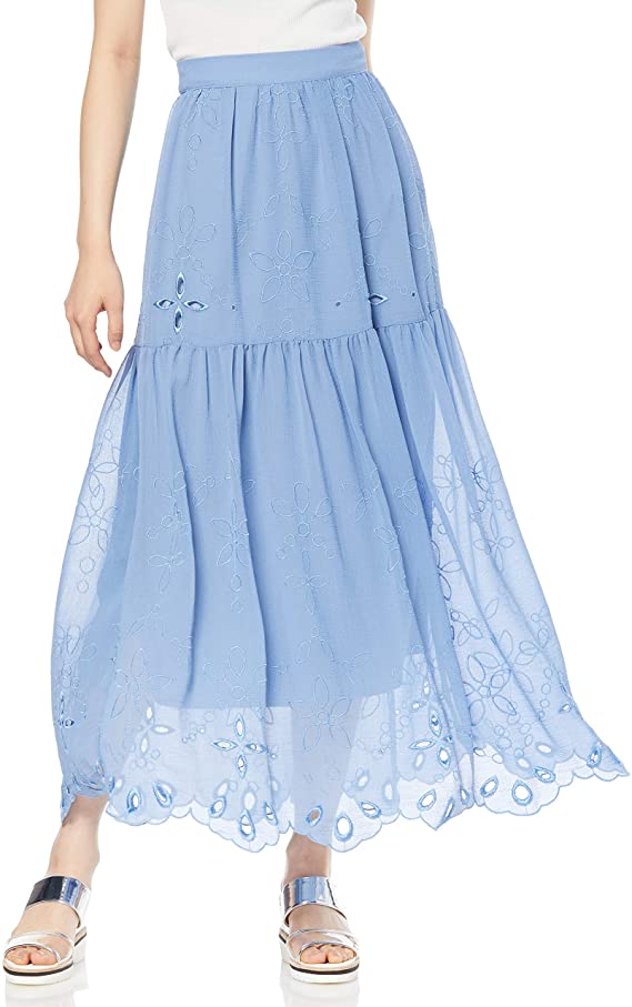 embroidery flare maxi skirt