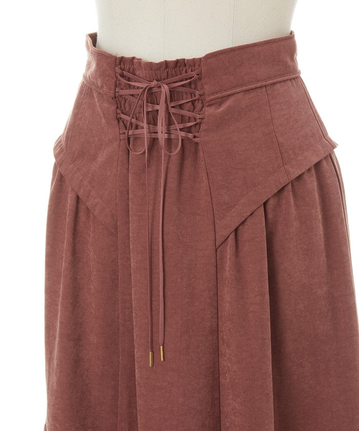 peach satin gathered volume skirt