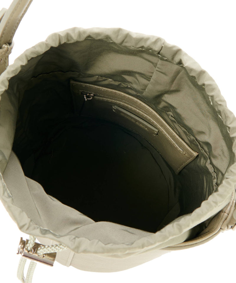different material round bucket bag