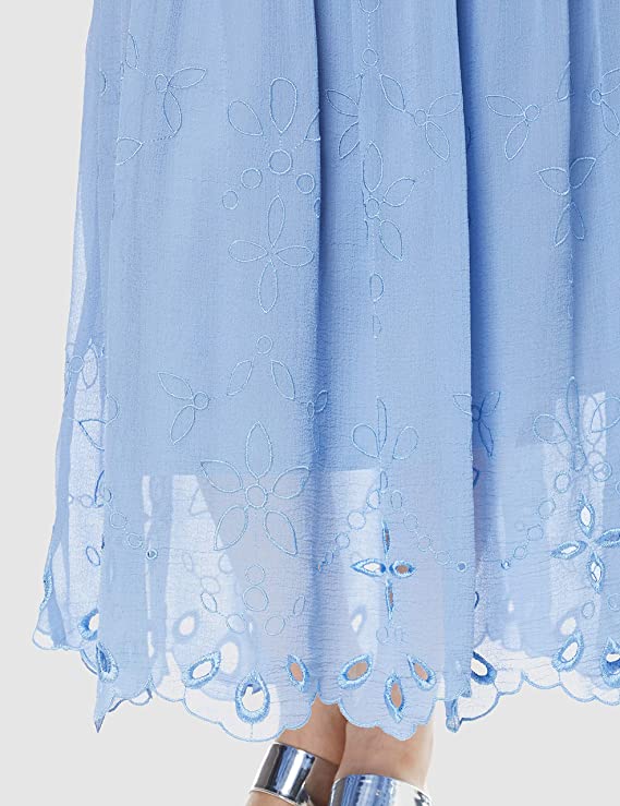 embroidery flare maxi skirt