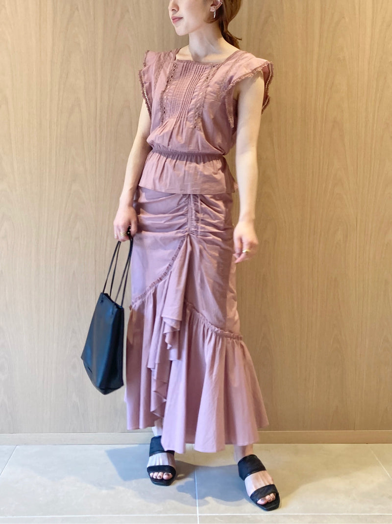 organics cotton tiered long skirt