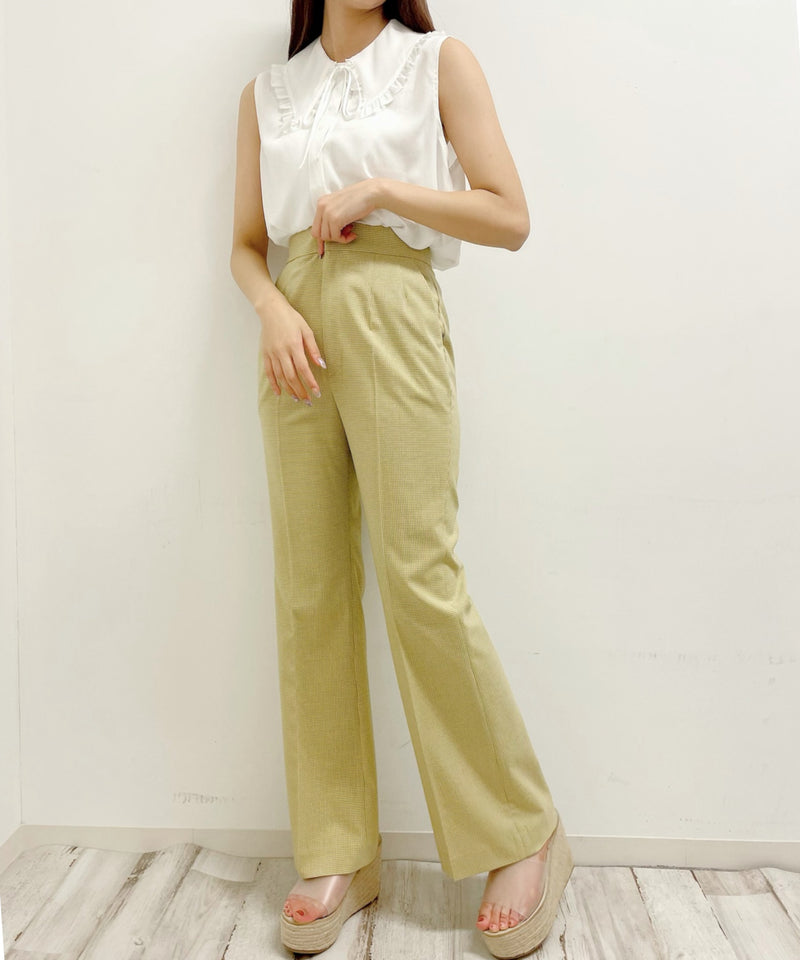 gingham check flared pants