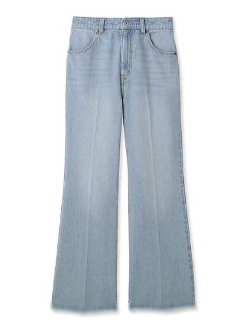 back lace-up semi-flare denim pants