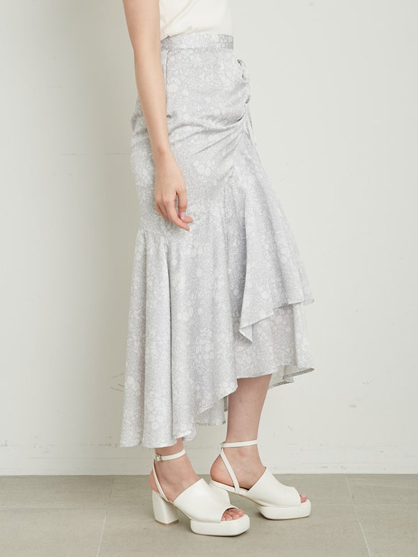hemline flower gathered skirt