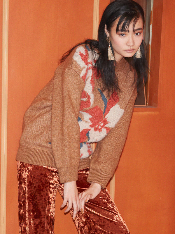 flower jq knit pullover