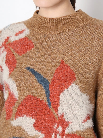 flower jq knit pullover