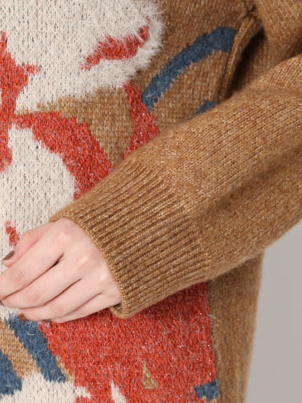 flower jq knit pullover