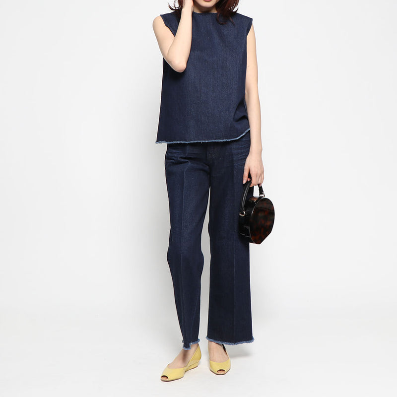 fringe hem denim top
