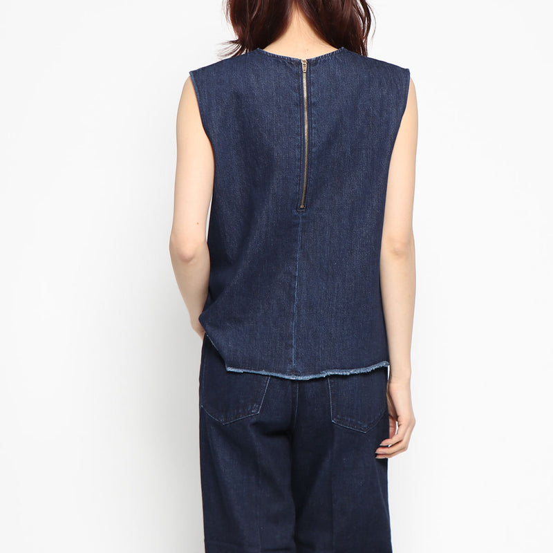 fringe hem denim top