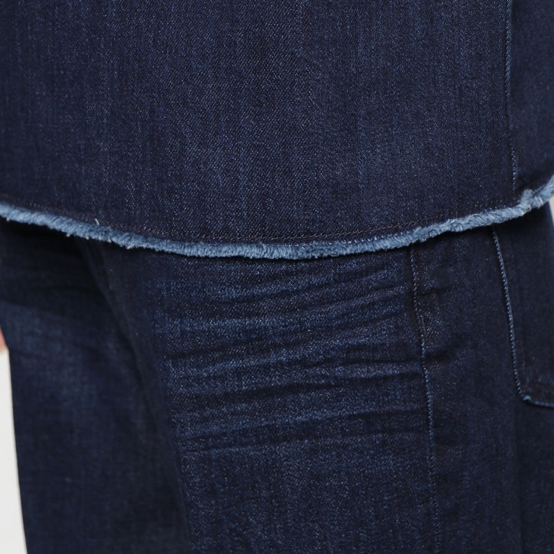 fringe hem denim top
