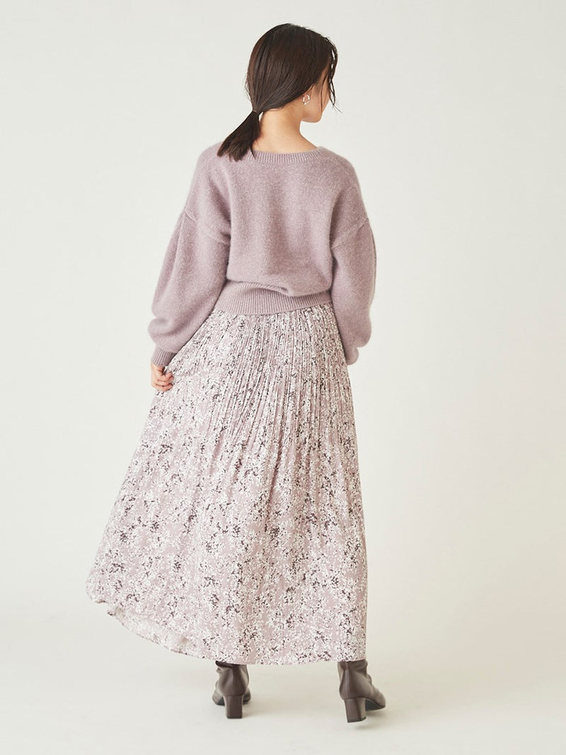 varie print random pleated skirt