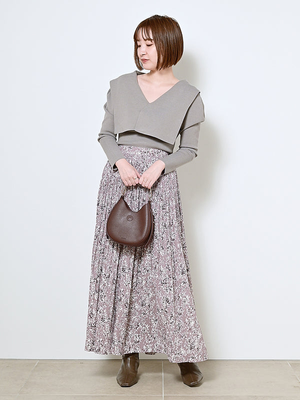 varie print random pleated skirt