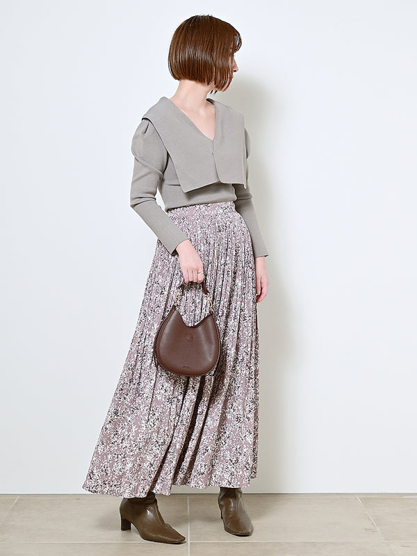 varie print random pleated skirt