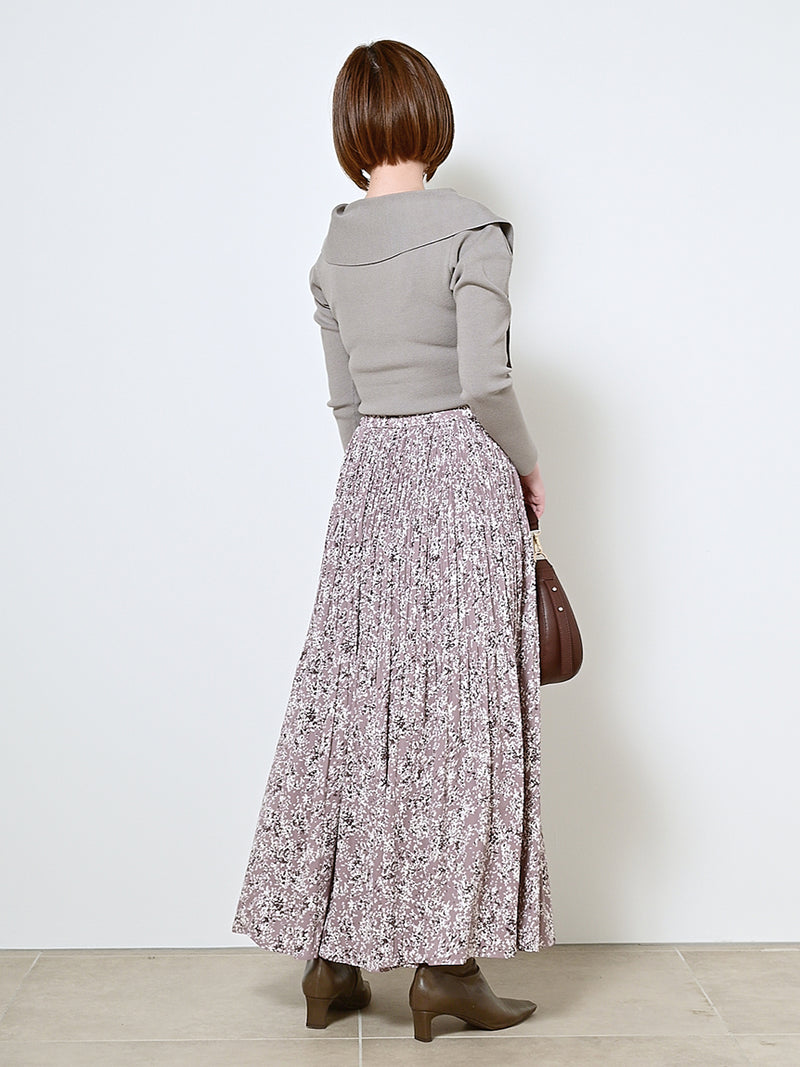 varie print random pleated skirt