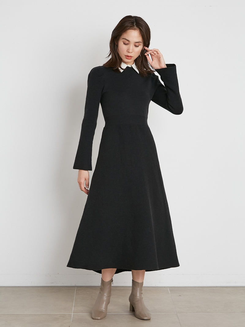white collar knit dress
